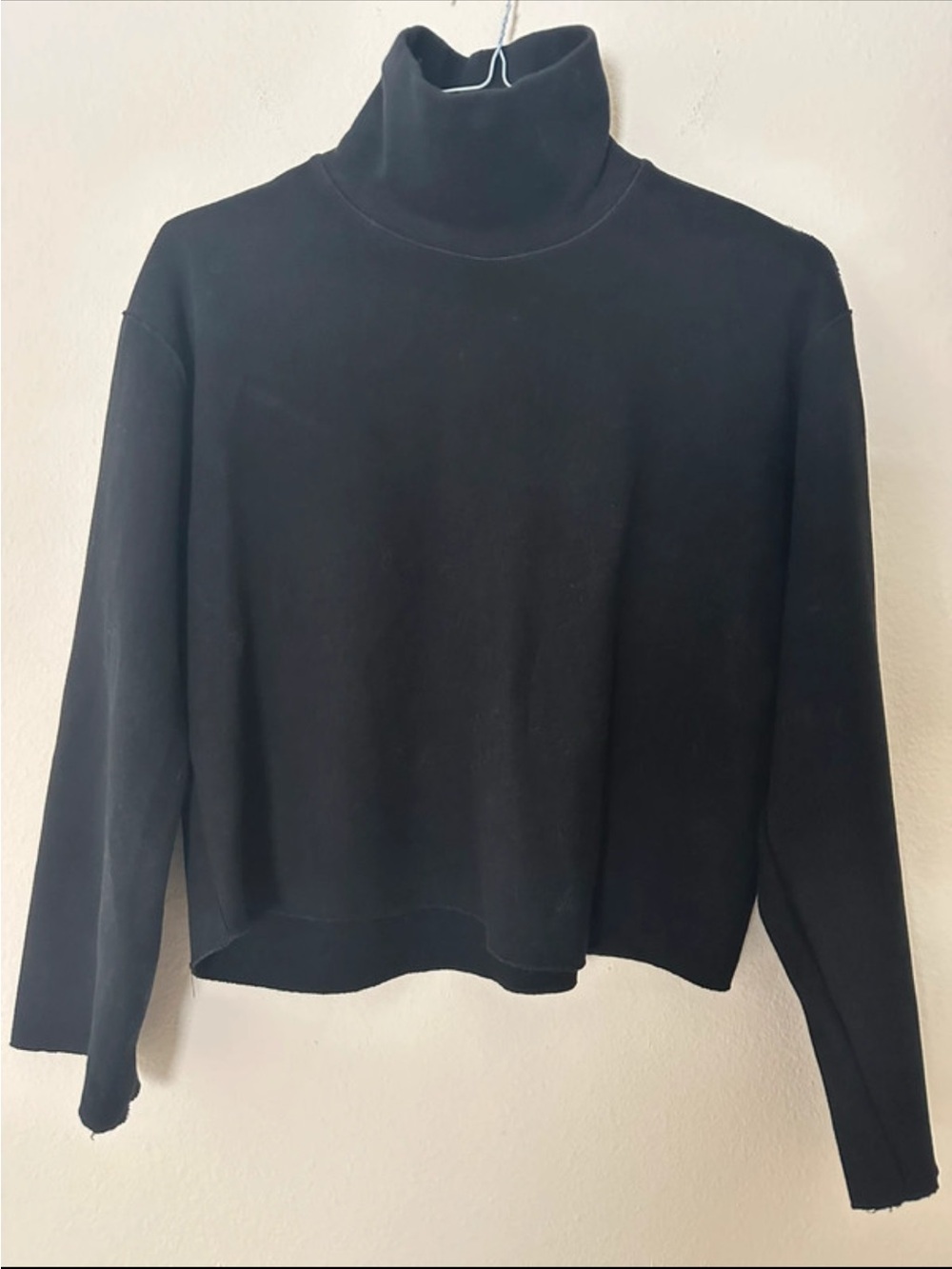 Zara Black Cropped Turtleneck Sweatshirt